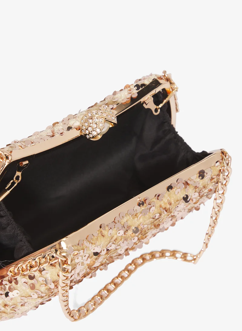 Khizana Gold Gold Sequin Embellished Bag for Women | Best Price UAE